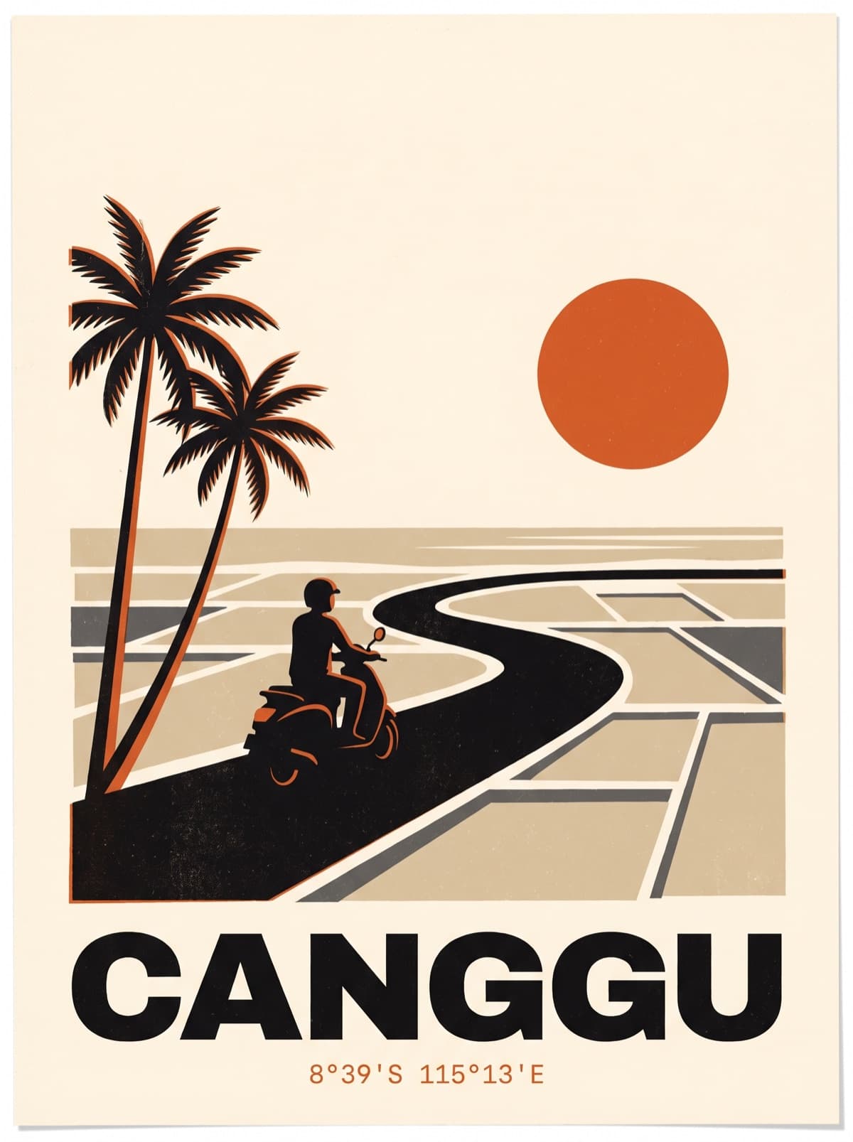 Canggu ride poster — screen-print of the Canggu run